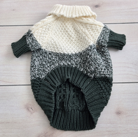 Koolaburra by UGG Samuel Pet Dog Knit Sweater Color Block Cream Green - Picture 3 of 8